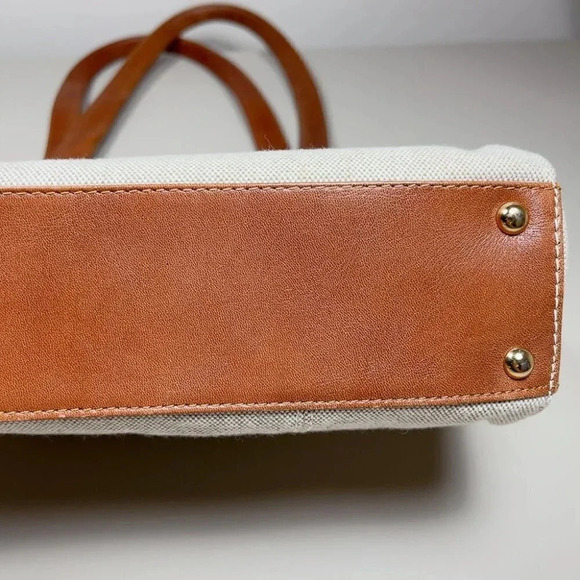 Derek Alexander E/W Tote Twin Shoulder Cotton Leather Trim Derek Alexander E/W Tote Twin Shoulder Cotton Leather Trim